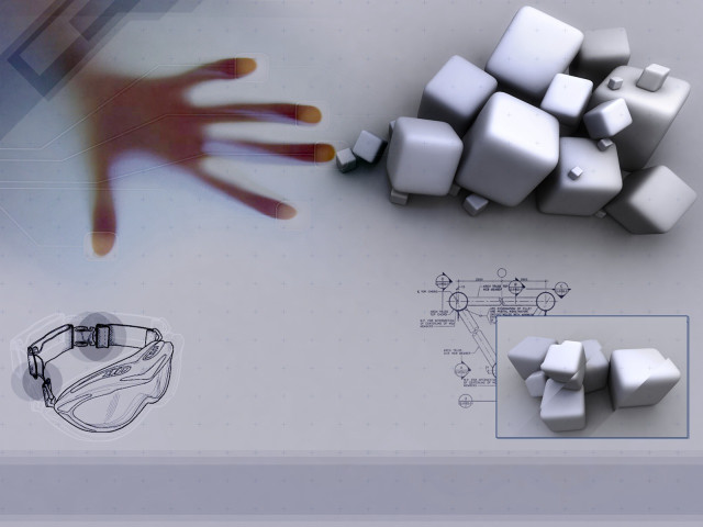 Hand reaching white object blueprint #3 free wallpaper - medium preview image