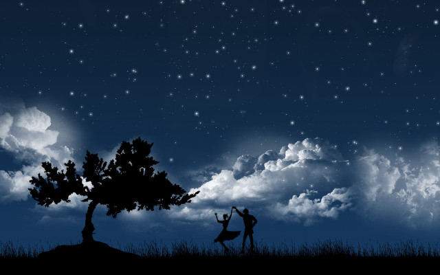 Couple tree night sky stars #3 free wallpaper for desktop - medium preview image