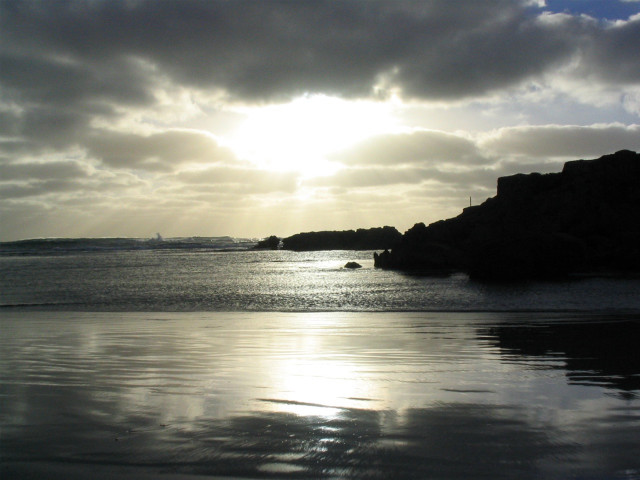 Water rock outcropping clouds sky free wallpaper - medium preview image