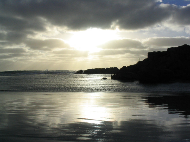 Water rock outcropping clouds sky #2 free wallpaper - medium preview image