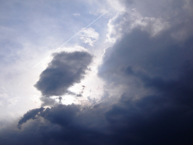 Plane flying cloudy sky contrail free wallpaper - medium preview image