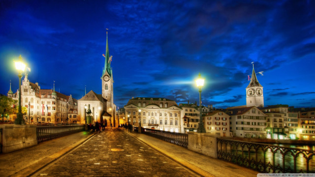 City street clock tower night #7 free wallpaper - medium preview image