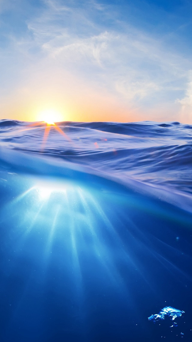 Blue ocean sun shining clouds free wallpaper - medium preview image