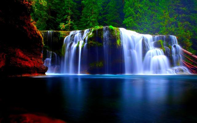 Waterfall blue pool trees background free wallpaper - medium preview image