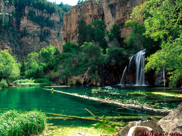 Waterfall river green water rocks free wallpaper - medium preview image