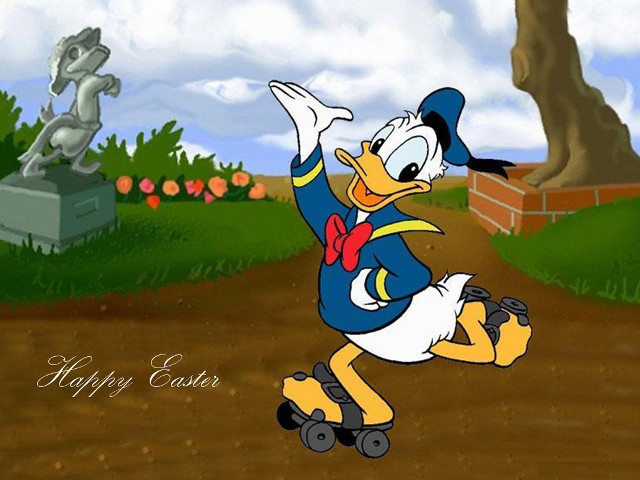 Cartoon duck skateboard dirt road free wallpaper - medium preview image