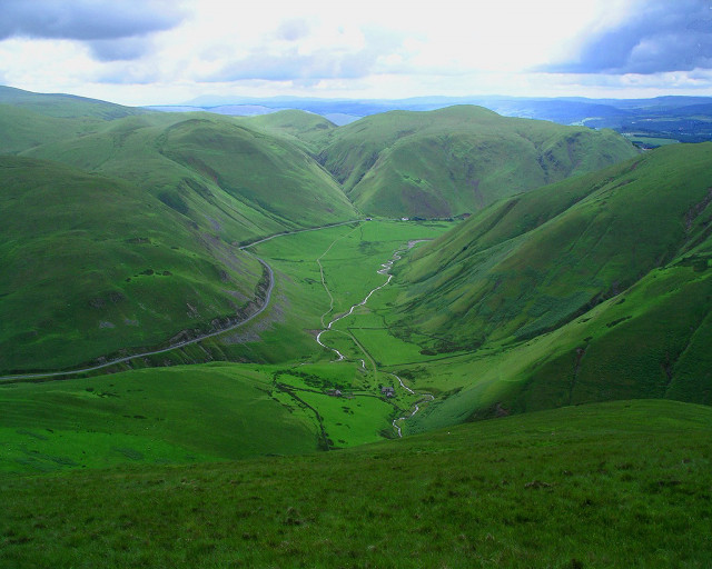 Green valley winding road cloudy #3 free wallpaper - medium preview image