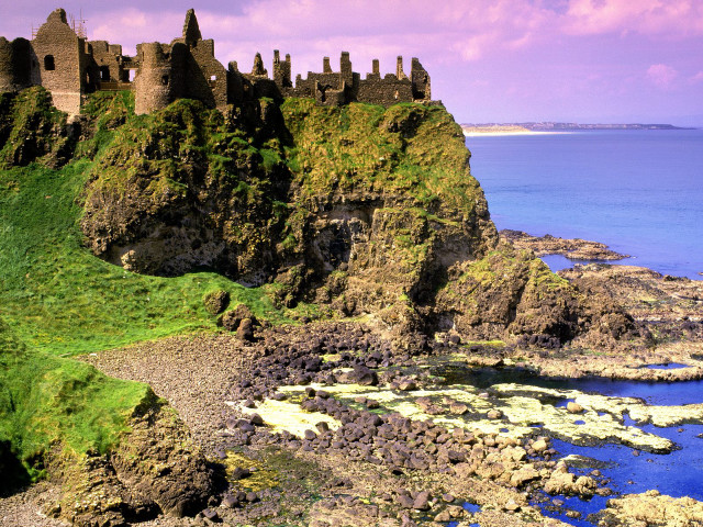 Castle cliff ocean beach boat #4 free wallpaper - medium preview image