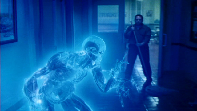 Man dog blue light black free wallpaper - medium preview image