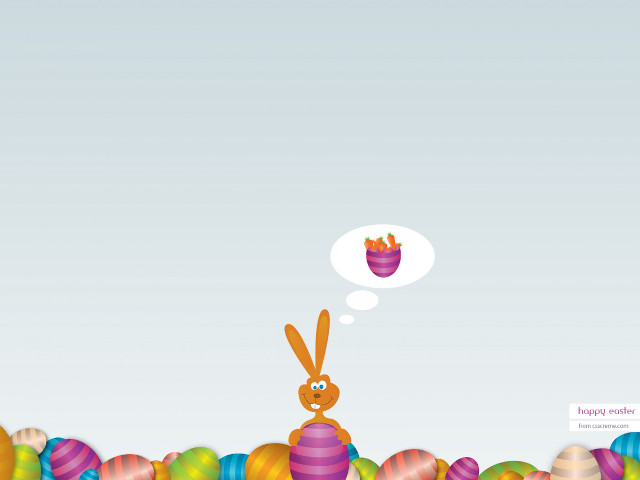 Bunny sitting pile eggs happy free wallpaper - medium preview image