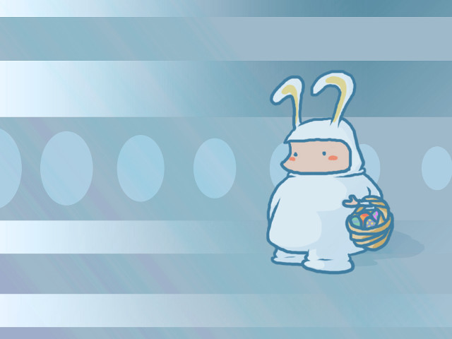 Cartoon bunny basket eggs blue free wallpaper - medium preview image