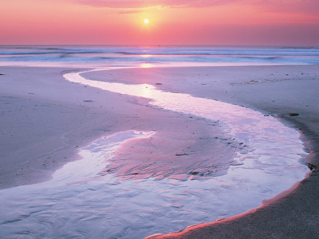 Sunset beach stream person walking #3 free wallpaper - medium preview image