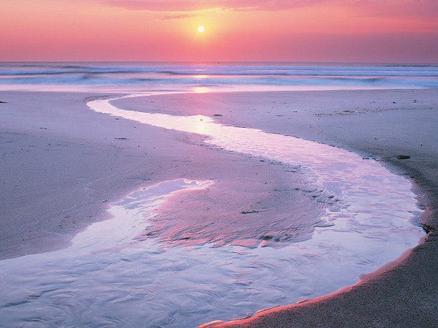Sunset beach stream person walking #2 free wallpaper - medium preview image