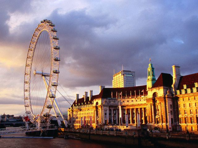 Ferris wheel building river bank #3 free wallpaper - medium preview image