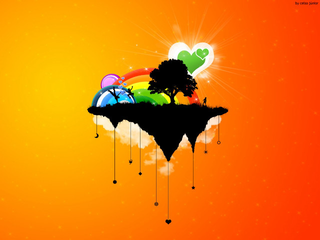 Colorful background tree rainbow hill #2 free wallpaper - medium preview image