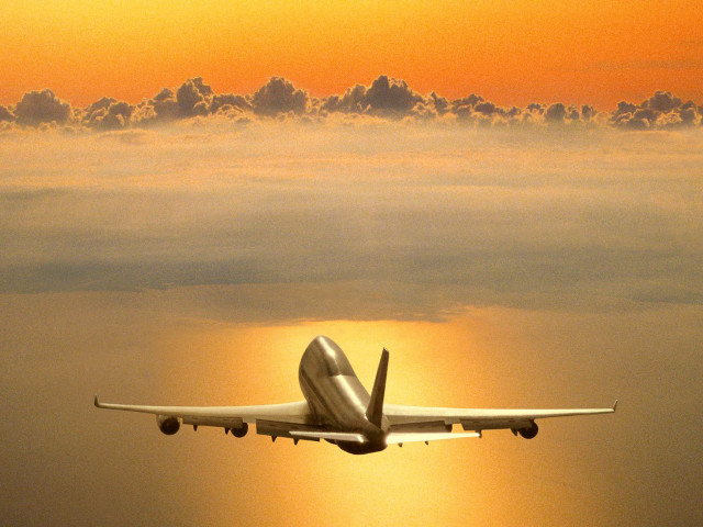 Plane flying sky sun clouds #2 free wallpaper - medium preview image