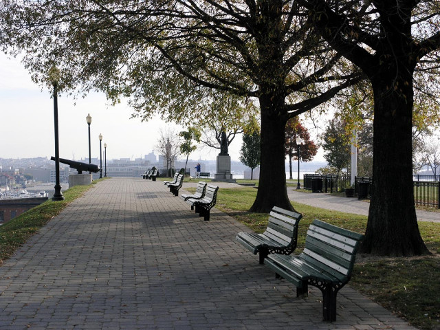 Benches park tree river city #3 free wallpaper - medium preview image