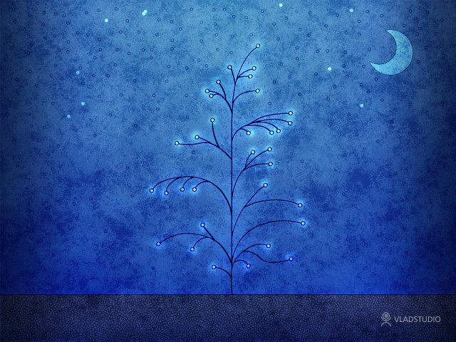 Blue background plant moon stars #4 free wallpaper - medium preview image