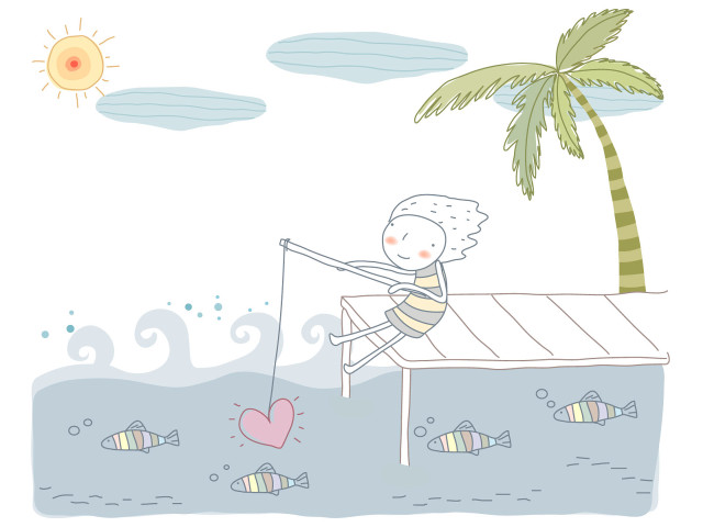 Cartoon character fishing boat palm #4 free wallpaper - medium preview image