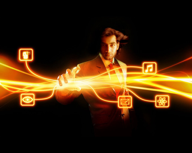 Glowing sword man holography energy free wallpaper - medium preview image