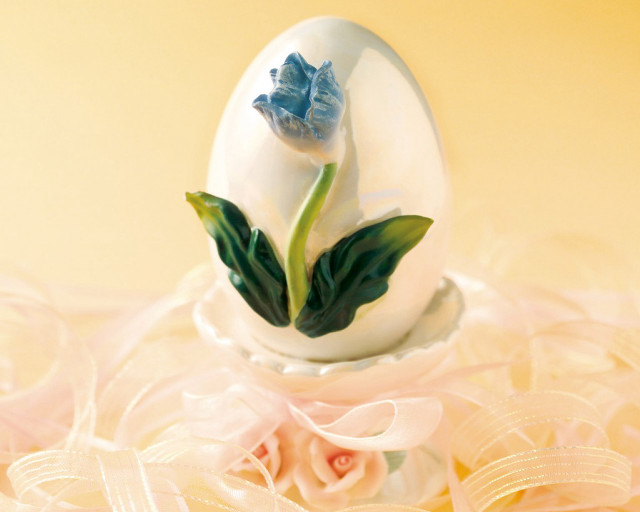 White egg flower ribbon bow free wallpaper - medium preview image