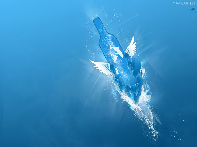 Bottle floating water bird wings free wallpaper - medium preview image