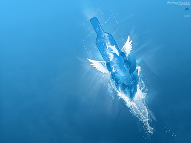 Bottle floating water bird back #2 free wallpaper - medium preview image