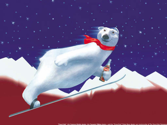 Polar bear skiing night snowy free wallpaper - medium preview image