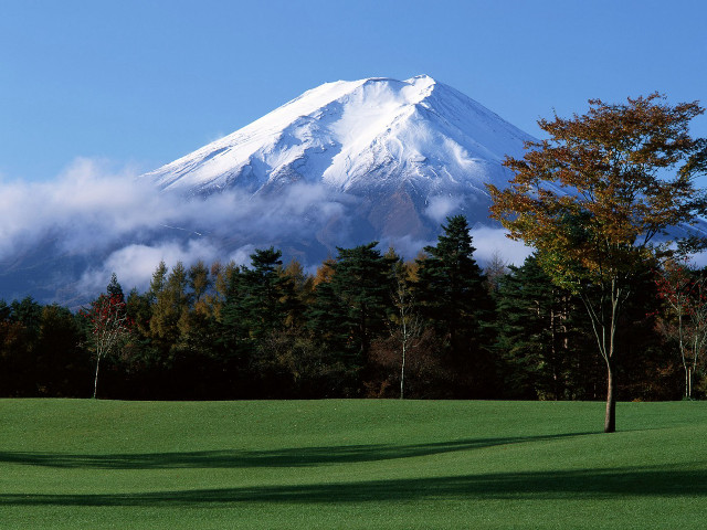 Snow covered mountain trees golf #2 free wallpaper - medium preview image