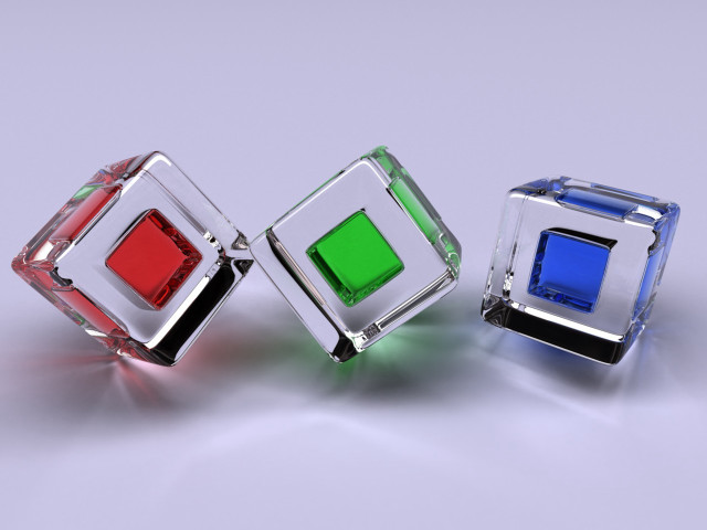 Three colored glass cubes table free wallpaper - medium preview image