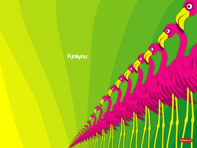 Pink birds row green background #2 free wallpaper - medium preview image