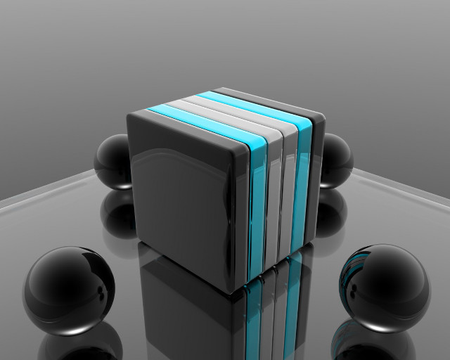 Black blue object reflection floor #3 free wallpaper - medium preview image