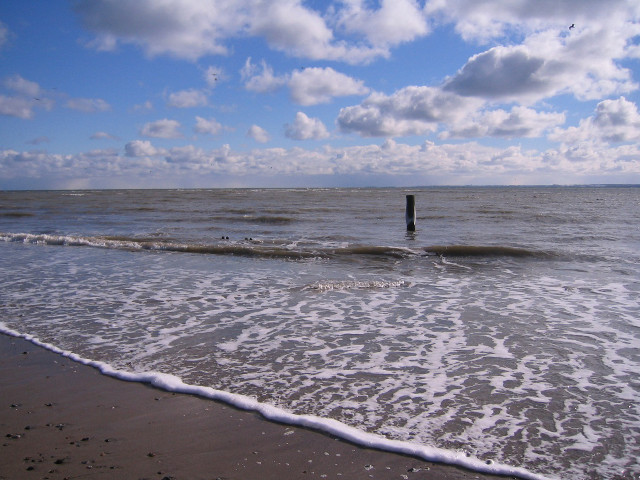 Beach waves pole water cloudy #2 free wallpaper - medium preview image