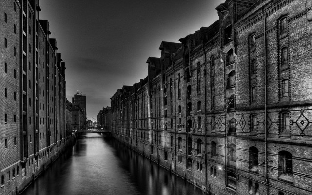 Canal black white old buildings #2 free wallpaper - medium preview image