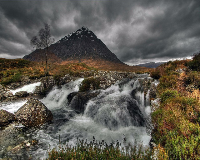 Mountain waterfall cloudy sky nature #3 free wallpaper - medium preview image