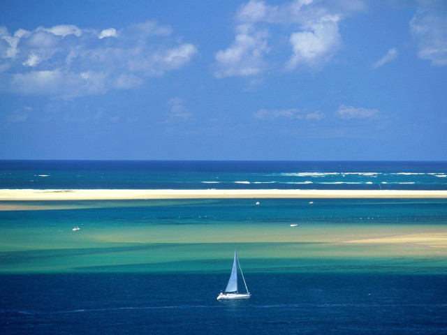 Sailboat floating ocean sky background #3 free wallpaper - medium preview image