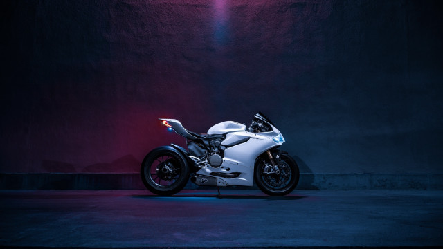 White motorcycle dark room red free wallpaper - medium preview image