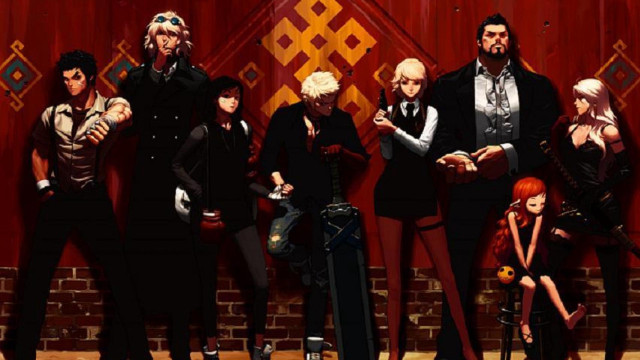 Group people red wall brick free wallpaper - medium preview image