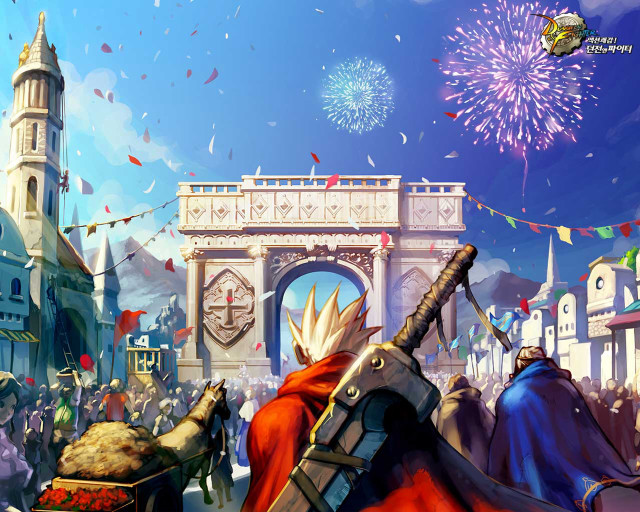 City clocktower fireworks horse cart free wallpaper - medium preview image