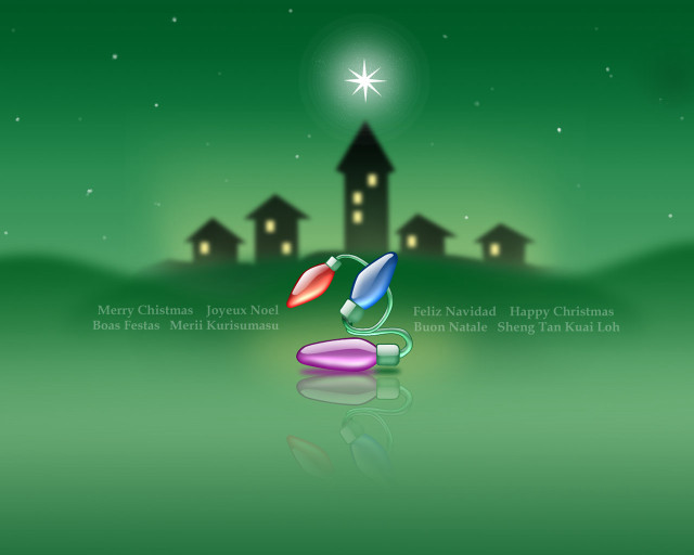 Christmas scene green background lightbulb free wallpaper - medium preview image