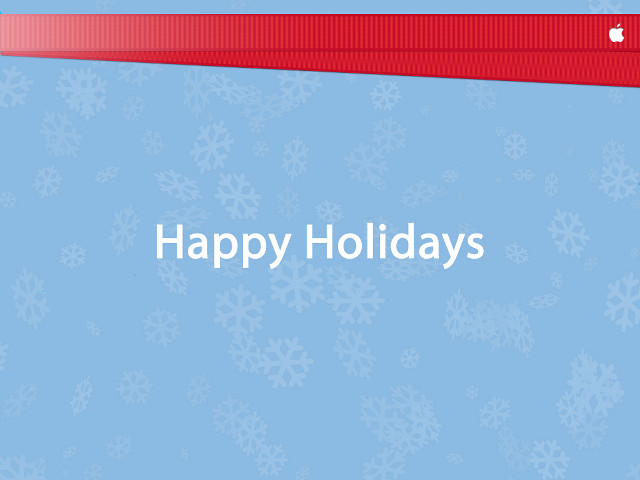 Blue background snowflakes red ribbon free wallpaper - medium preview image