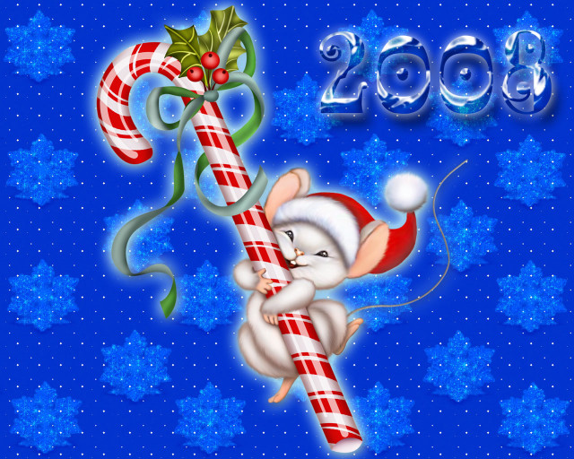Christmas card mouse candy cane #3 free wallpaper - medium preview image