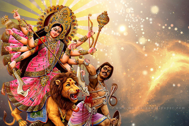 Divine woman riding lion music free wallpaper - medium preview image