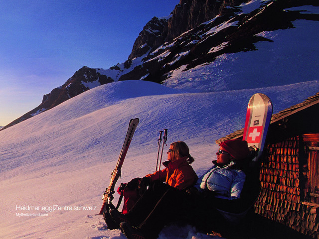 Two people bench skis snow #3 free wallpaper - medium preview image