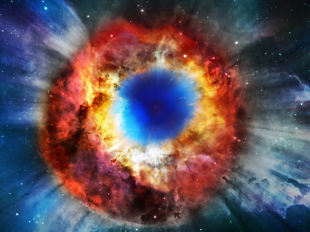 Blue red ring starfield space free wallpaper - medium preview image