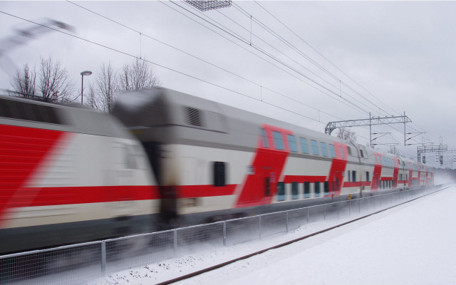 Train snow tracks winter landscape free wallpaper - medium preview image