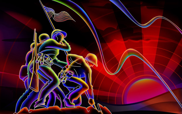 Soldiers flag pole background painting free wallpaper - medium preview image