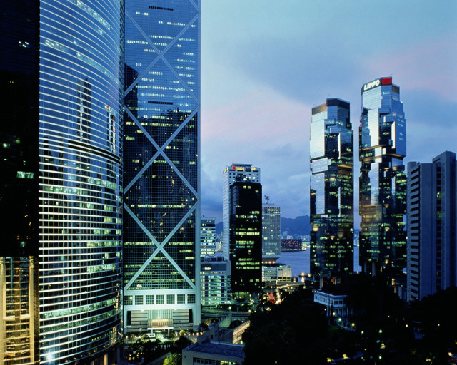 City skyline skyscrapers water dusk #3 free wallpaper - medium preview image
