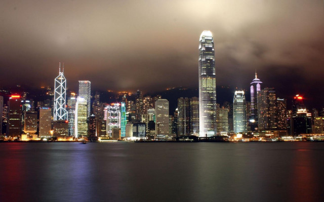 City skyline tall buildings night #19 free wallpaper - medium preview image