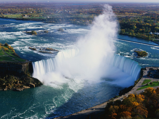 Waterfall river cliff trees nature free wallpaper - medium preview image